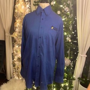 Forsyth longsleeve buttonup collar mens dress shirt Medium Blue cotton polyester